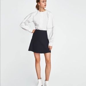 Zara knit Womens black midi A- line skirt- M